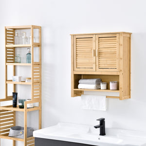Badezimmerschrank Tyresö Hängeschrank Bambus 66 x 62 x 20 cm [en.casa]