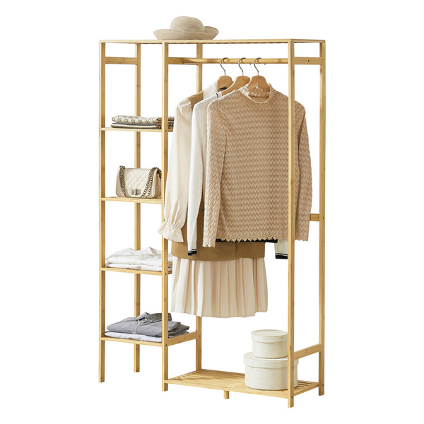 Garderobenständer Eurajoki 145x90x30 cm Bambus Natur [en.casa]