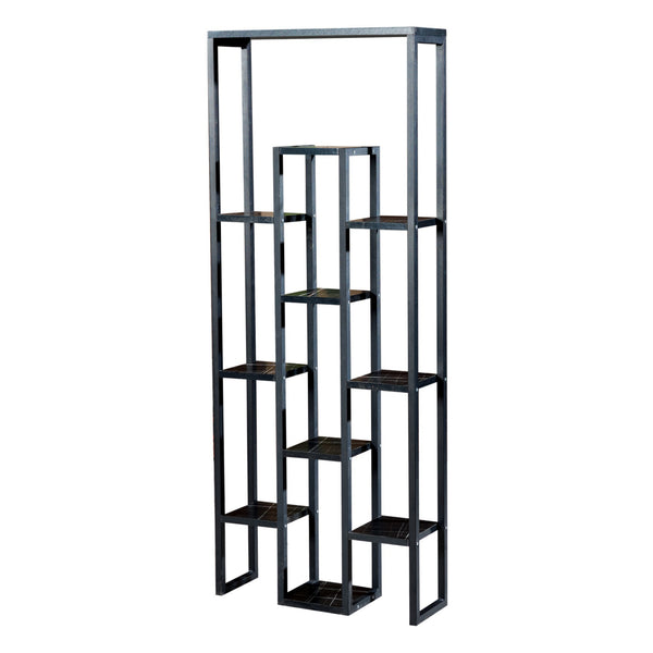 Pflanzregal Blaavandshuk 150 x 60 x 19 cm Schwarz / Marmor-Optik [en.casa]
