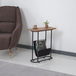 Beistelltisch Bov 64 x 55 x 24 cm Schwarz / Walnuss-Optik [en.casa]