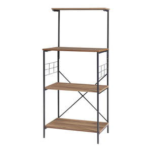 Standregal Billund mit 4 Ablageflächen 133 x 60 x 42 cm Schwarz / Walnuss-Optik [en.casa]
