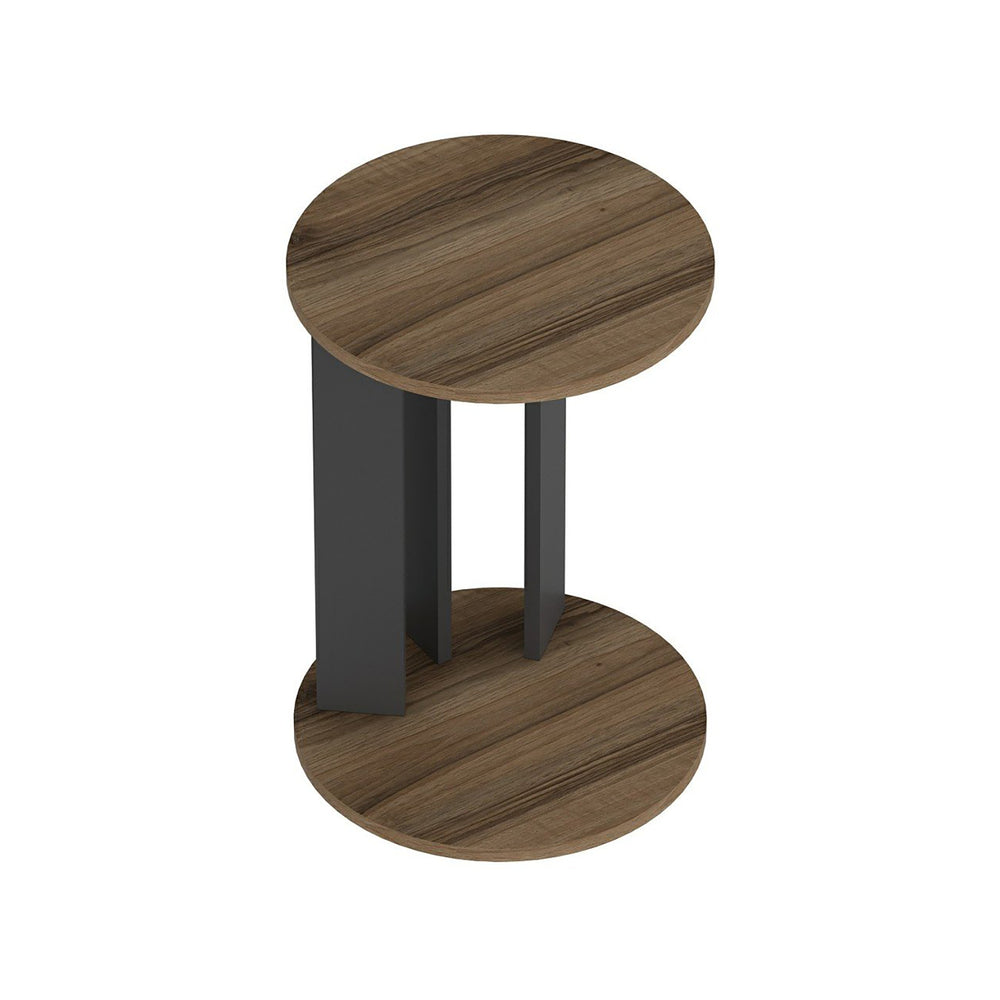 Beistelltisch Frederiksberg 64x34 cm Walnussoptik / Anthrazit [en.casa] - premiumXL