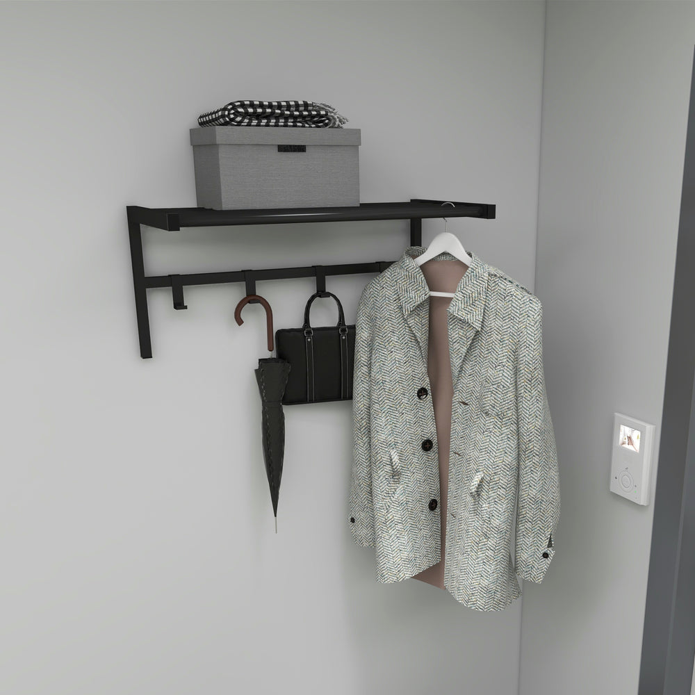 Wandgarderobe Tolga mit Hutablage Schwarz [en.casa] - premiumXL