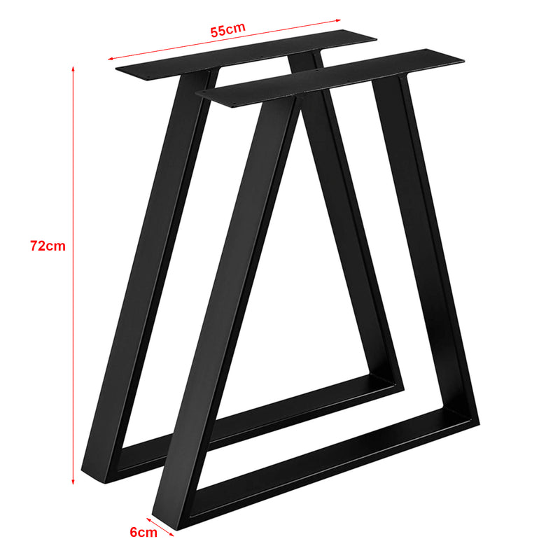 Maßskizze Tischgestell Lyngby 2er-Set Stahl 72x55cm Schwarz [en.casa]