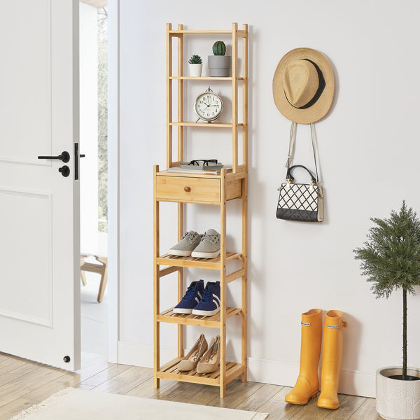 Standregal Siilinjärvi aus Bambus 163 x 33 x 28 cm bis 5 kg Natur [en.casa]