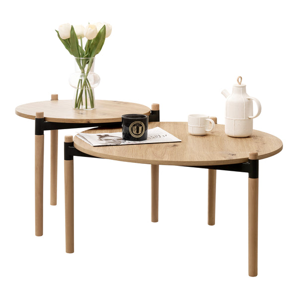 Couchtisch Kristinestad im Set Natur [en.casa]