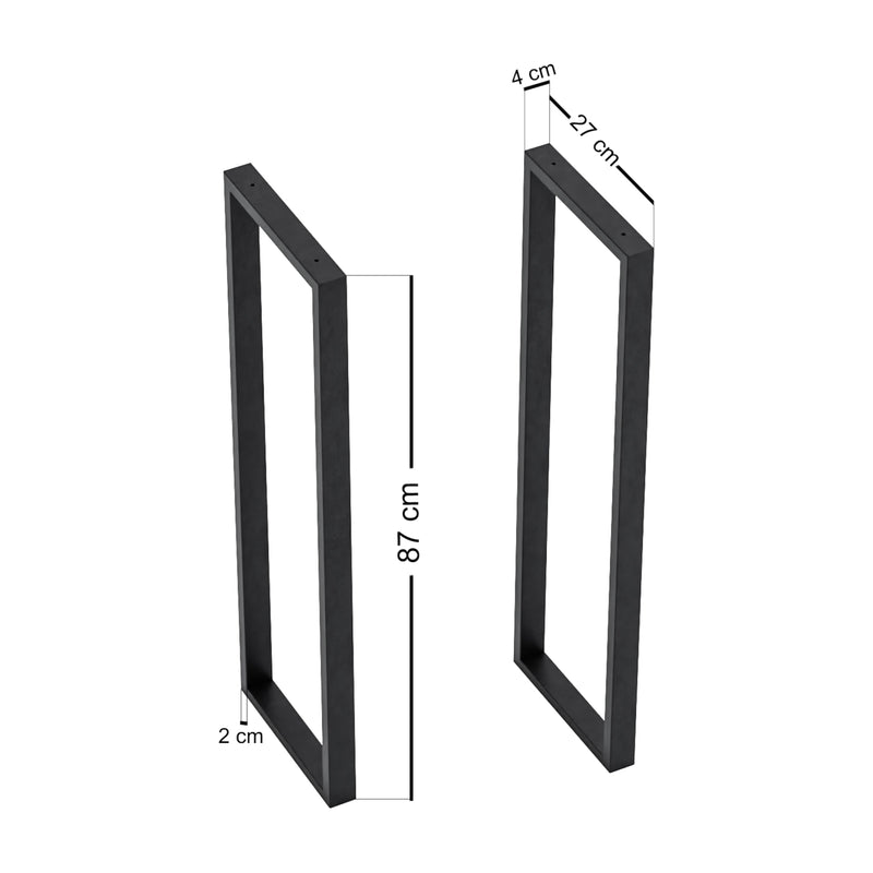 Maßskizze Tischgestell Kauniainen 2er Set Stahl 87x27 cm [en.casa]