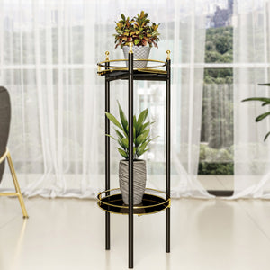 Blumenständer Oulainen 79x28x28cm Schwarz/Gold [en.casa]