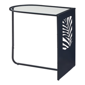 Beistelltisch Ulvik 50x50x35cm aus Metall und Glas Schwarz [en.casa]