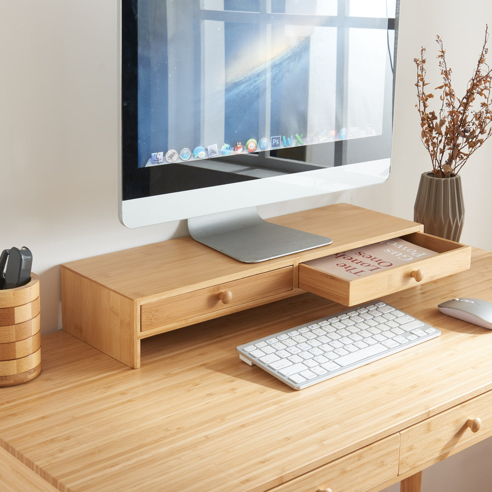 Monitorständer Hallstahammar 56x18x9,5 cm Bambus [en.casa] - premiumXL