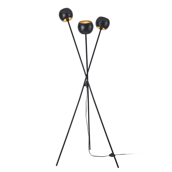 Stehlampe Nykvarn 3-flammig Schwarz / Goldfarben [lux.pro]