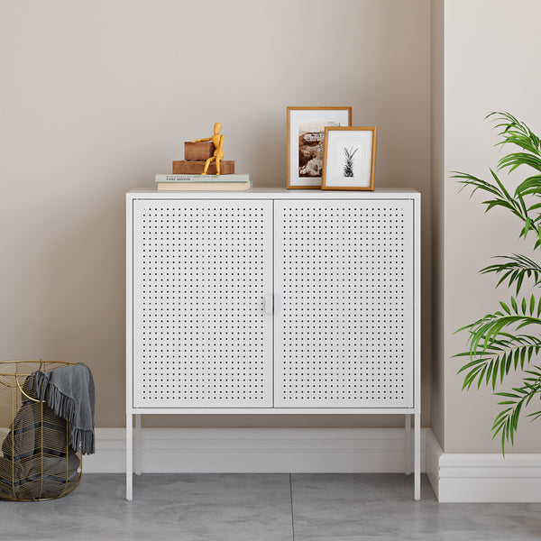 Sideboard Castelli 82,5 x 80 x 40 cm Weiß Stahl [en.casa]