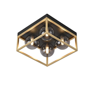 Deckenleuchte Widnes Schwarz / Goldfarben [lux.pro]