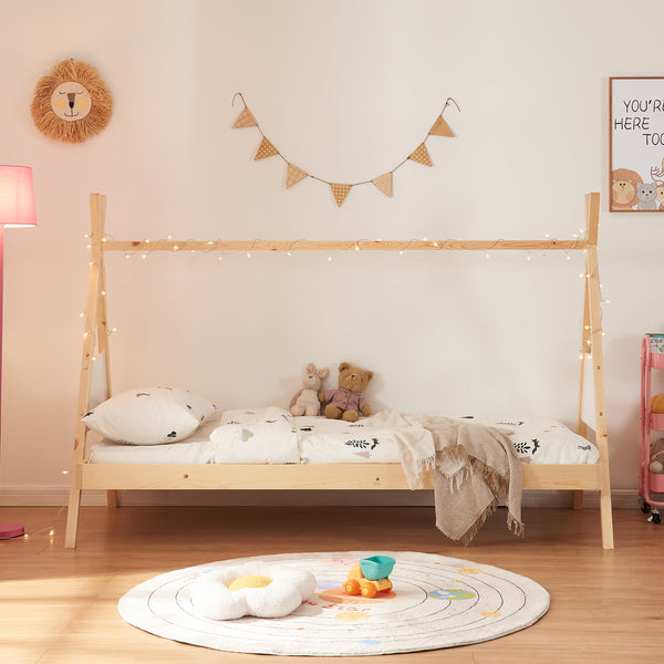 Tipi-Bett Siikajoki 90x200cm Kiefernholz Natur [en.casa]