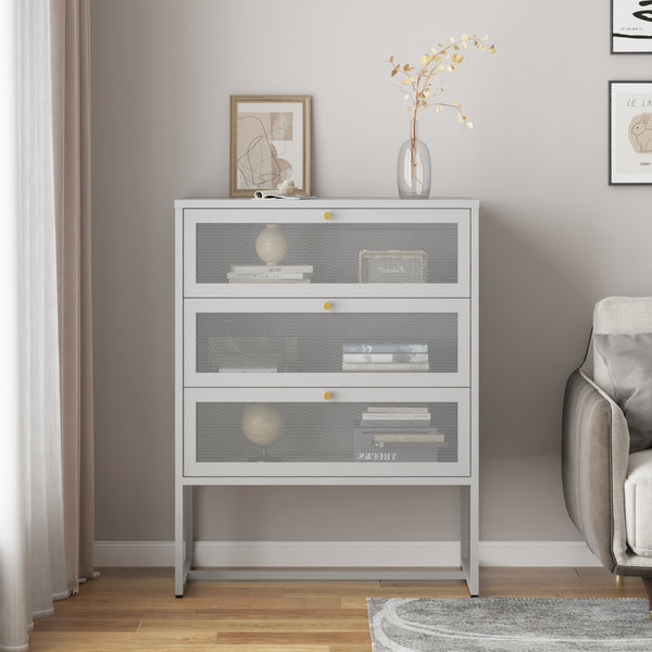 Büroschrank Sund mit 3 Schubladen 105x80x40 cm Grau [en.casa]