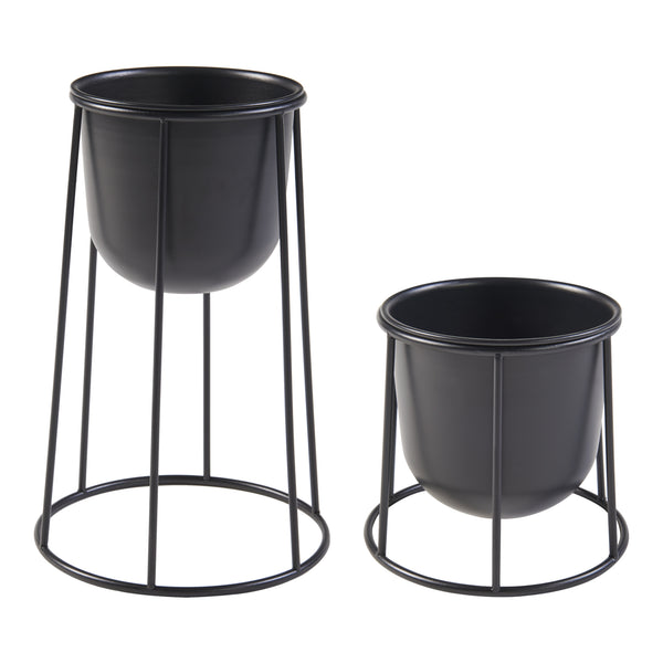 Pflanzenständer Nesseby 2er Set Metall Schwarz [en.casa]