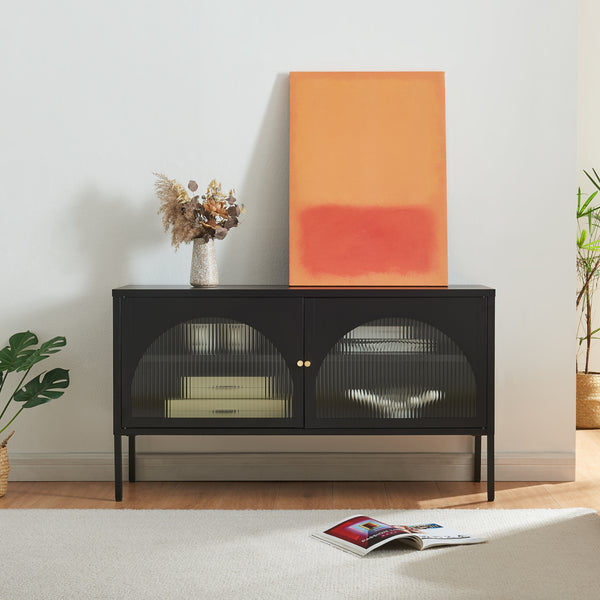 Fernsehschrank Karlskrona 115x35x64 cm Schwarz, matt [en.casa]
