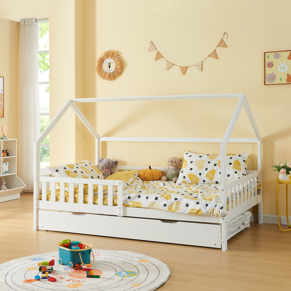Bettauszug Ydre 197x94x22 cm Weiß [en.casa]