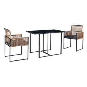 Gartenmöbelset Accadia 3-tlg. Schwarz/Braun [casa.pro]