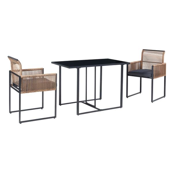 Gartenmöbelset Accadia 3-tlg. Schwarz/Braun [casa.pro]