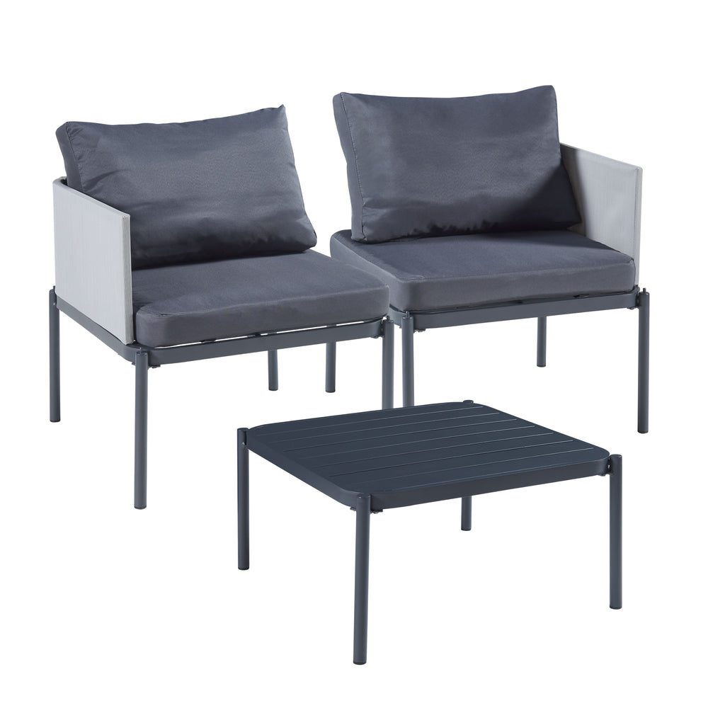 Gartenmöbelset Accettura 3-tlg. Aluminium Grau [casa.pro]