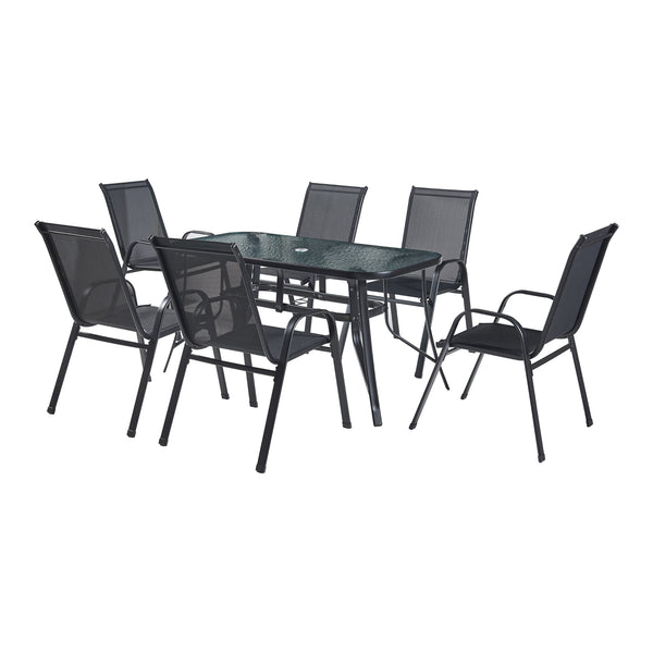 Gartenmöbelset Aradeo 7-tlg. Schwarz [casa.pro]