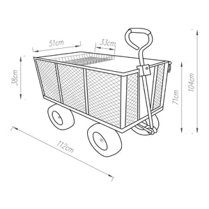 Bollerwagen Corropoli 112x51 cm max. 550kg Schwarz/Gelb [pro.tec]