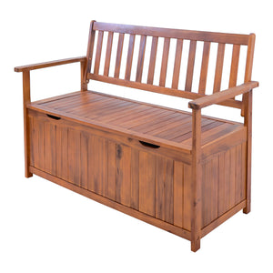 Gartenbank Avezzano mit Staufach 130x60x88cm Akazie FSC®-zertifiziert [en.casa]