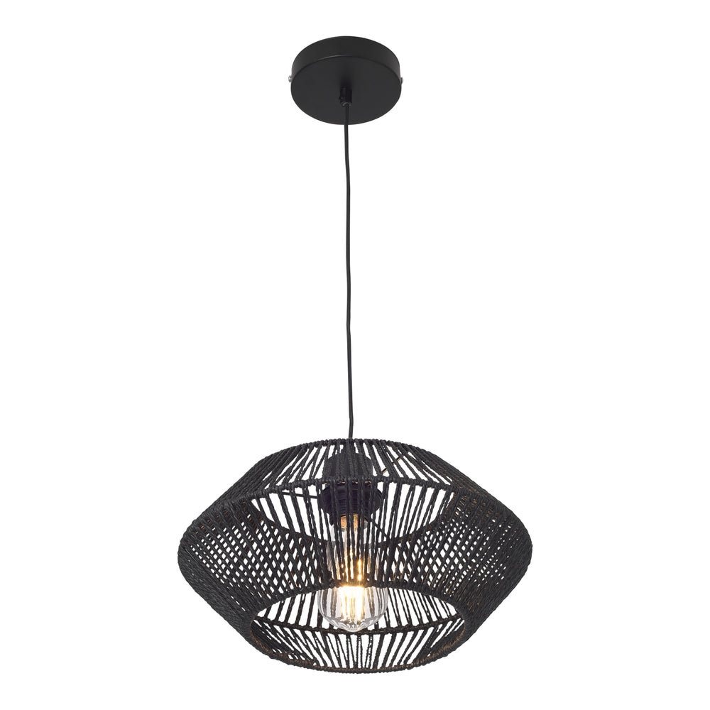 Hängeleuchte Amersham Metall+Rattan Schwarz [lux.pro] - premiumXL