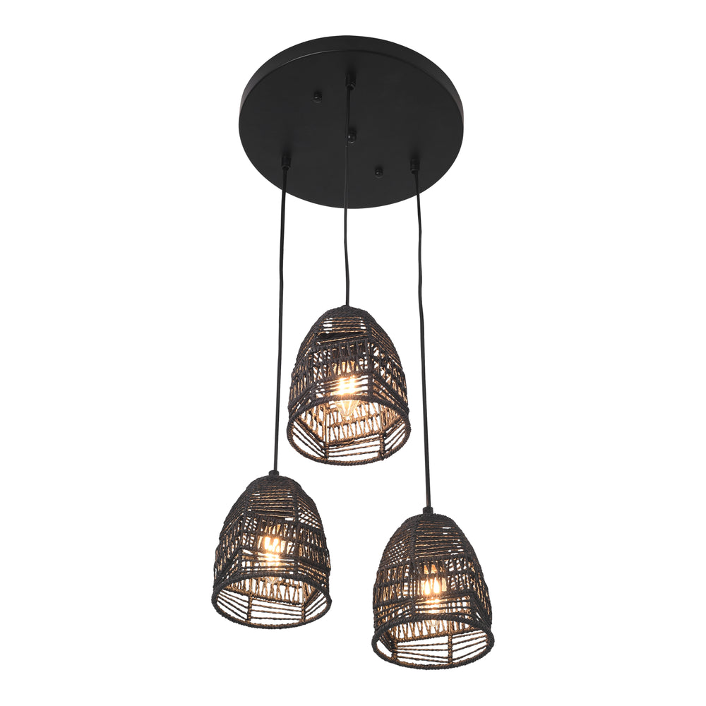 Hängeleuchte Andover Metall+Rattan Schwarz [lux.pro] - premiumXL
