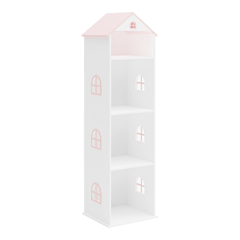 Kinderregal Vipsali 140x40x35 cm Weiß/Rosa [en.casa] - premiumXL