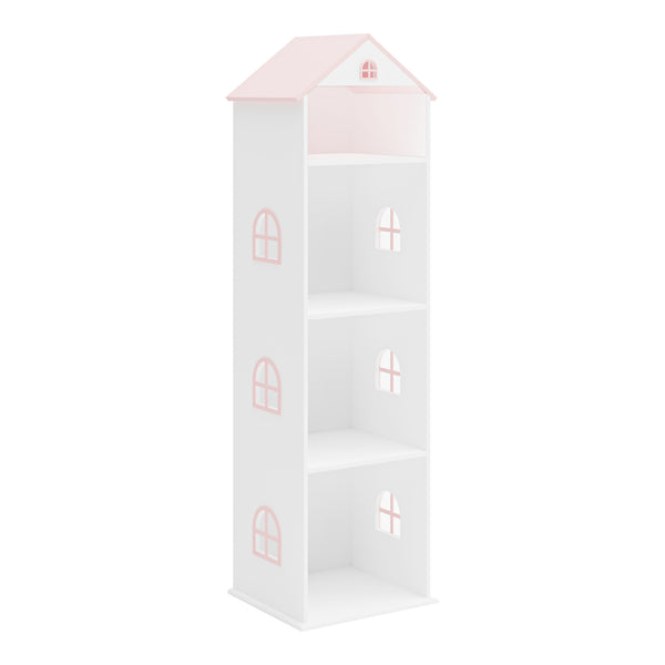 Kinderregal Vipsali 140x40x35 cm Weiß/Rosa [en.casa]