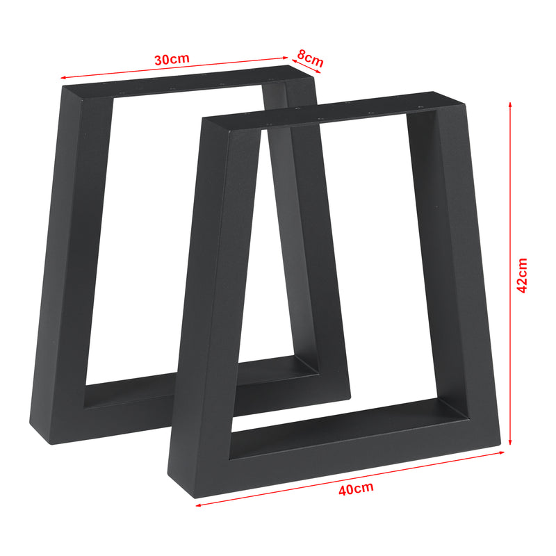Maßskizze Tischgestell 2er Set Marstal 42x40cm Schwarz [en.casa]