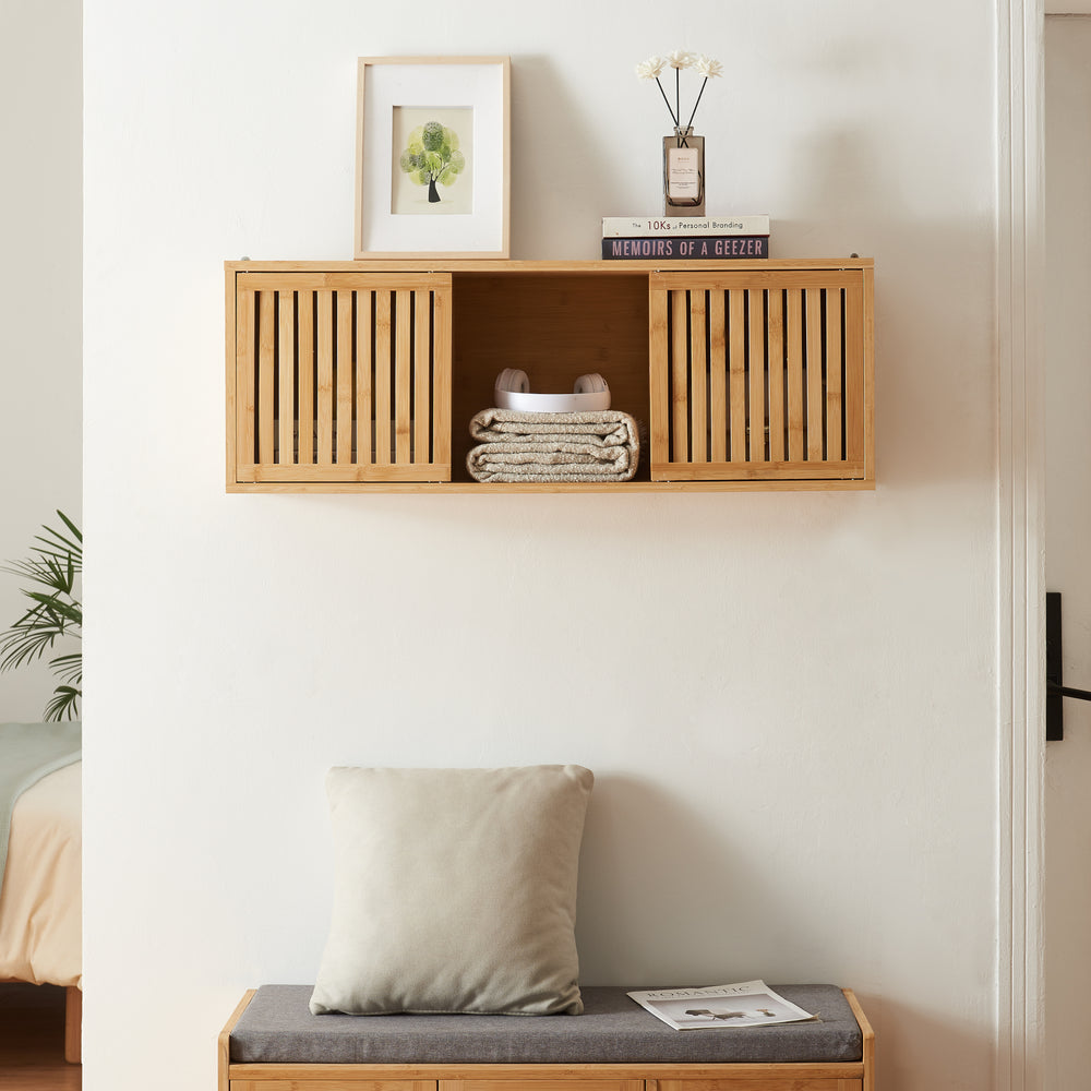 Wandregal Ypäjä 93x20x33 cm Bambus [en.casa] - premiumXL