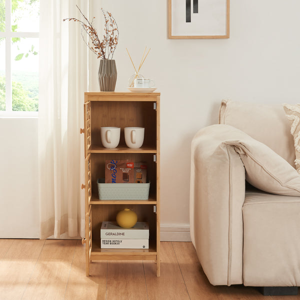 Beistellschrank mit 3 Türen Ypäjä 82x33x27 cm Bambus [en.casa]