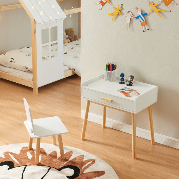 Kinderschreibtisch mit Stuhl Skjervøy Holz/Weiß [en.casa]