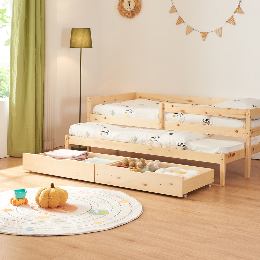 Doppel - Kinderbett Sonkajärvi mit Matratze 90x200cm Natur [en.casa] - premiumXL