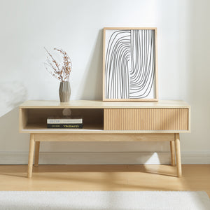 Fernsehtisch Landskrona 115x40x48 cm mit zwei Schiebetüren Eicheoptik [en.casa]