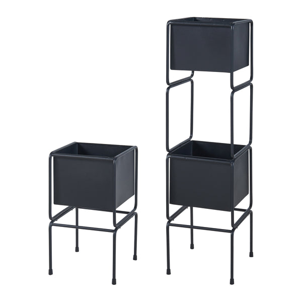 Pflanzenständer Sveio 2er Set Metall Schwarz [en.casa]