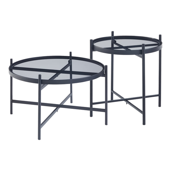 Couchtischset Lier 2-tlg. Glasplatte Schwarz [en.casa]