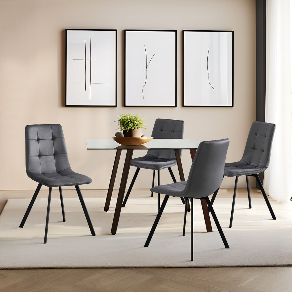 Esszimmerstuhl Lexnitz 4er Set Eckige Stuhlbeine Dunkelgrau [en.casa] - premiumXL
