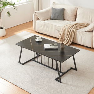 Couchtisch Nospoo 120x60x46 cm Marmoroptik, schwarz [en.casa]