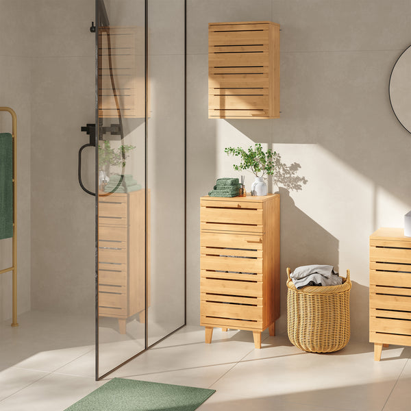 Badezimmerschrank Epind 75x33x30 cm Bambus Natur [en.casa]