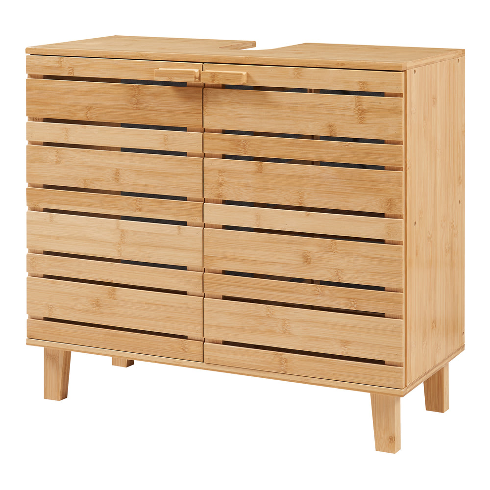 Waschbeckenunterschrank Epind 60x66x30 cm Bambus Natur [en.casa]