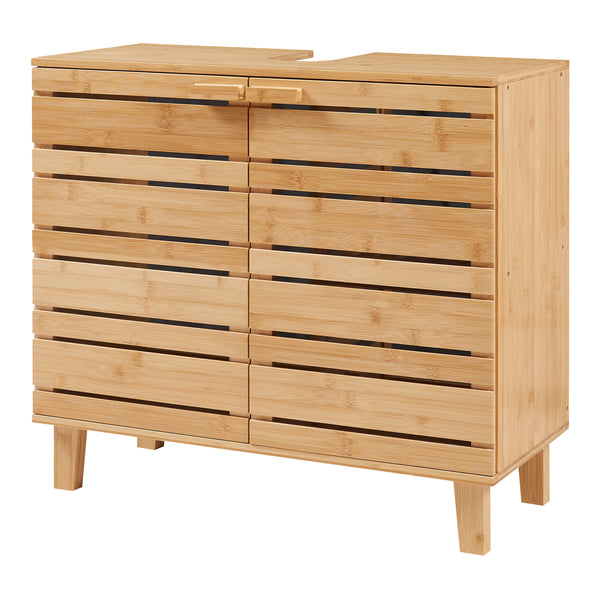 Waschbeckenunterschrank Epind 60x66x30 cm Bambus Natur [en.casa]