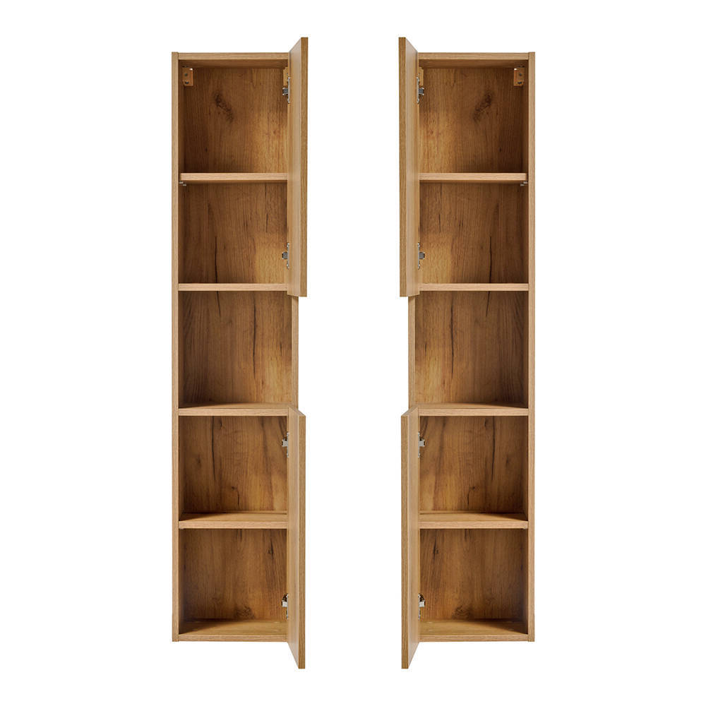 Hochschrank Skelbolu 140x30x25 cm Eichenoptik [en.casa]