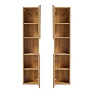 Hochschrank Skelbolu 140x30x25 cm Eichenoptik [en.casa]