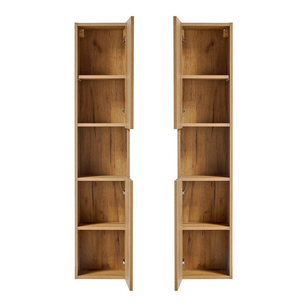 Hochschrank Skelbolu 140x30x25 cm Eichenoptik [en.casa]