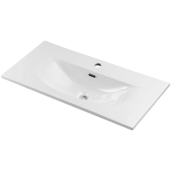 Waschtisch Skelbolu 80x57x39 cm mit LED-Spiegel Eicheoptik [en.casa]