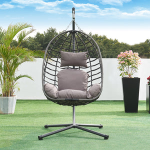Hängesessel Kandsvas mit Gestell 198x110x95 cm Grau [en.casa]